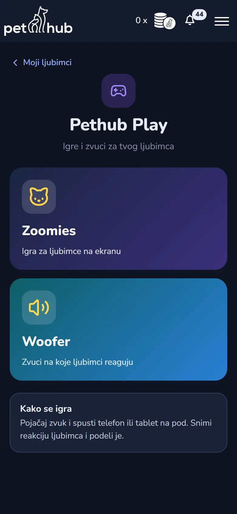 Pethub Play sa igrama Zoomies i Woofer